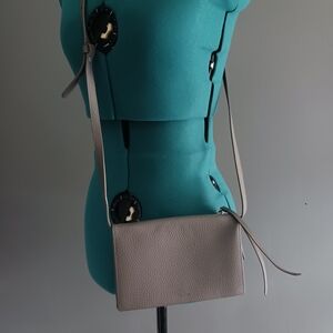 All Saints  Gray Leather Wallet, Orginizer Crossbody Bag